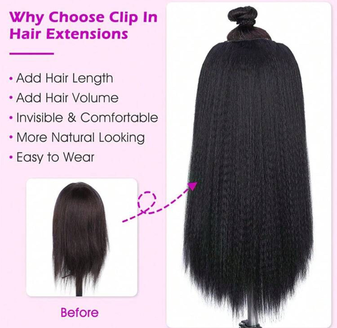 Kinky Straight Clip in Hair