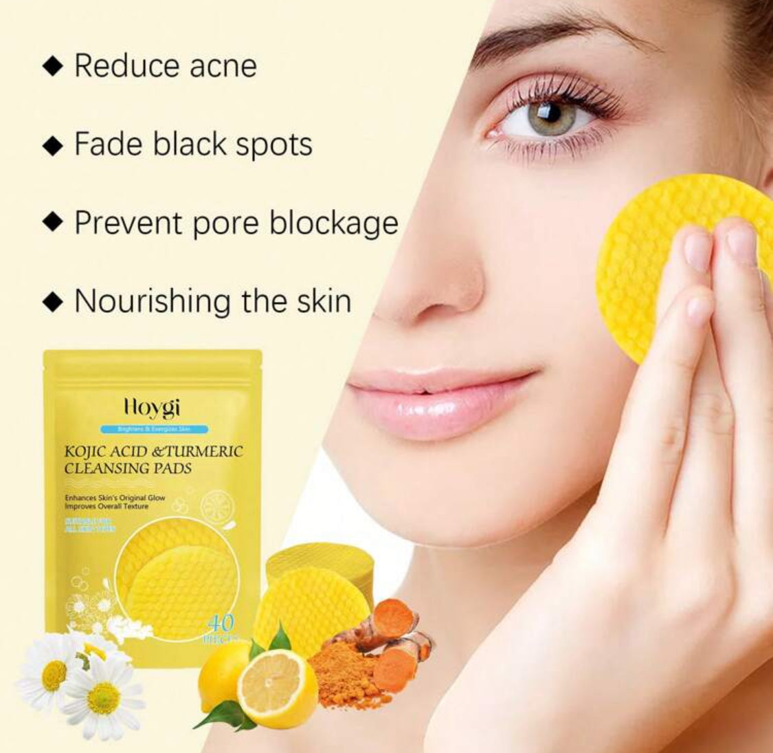 Kojic Acid & Turmeric Face Cleansing Pads 40 Pcs