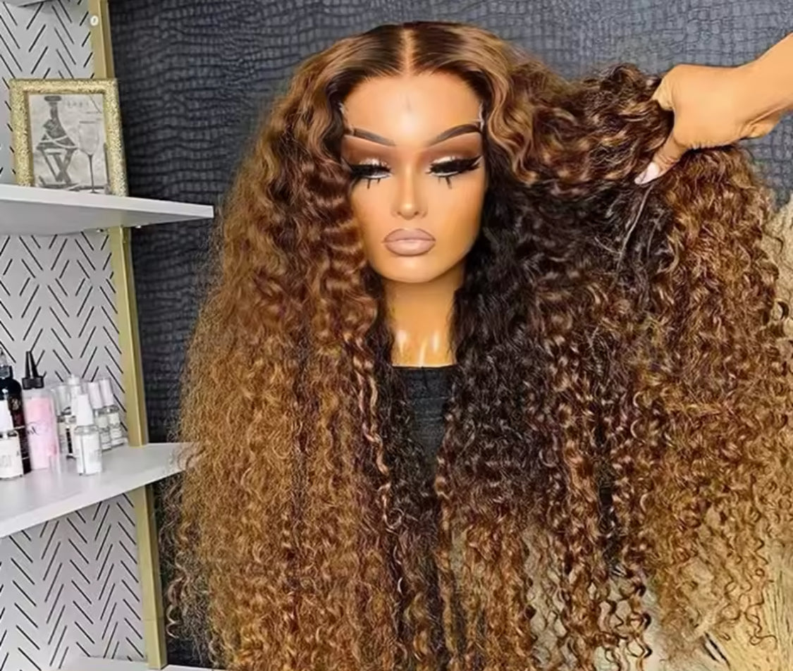 Highlight Wig Human Hair Deep Wave Frontal HD Lace Wig