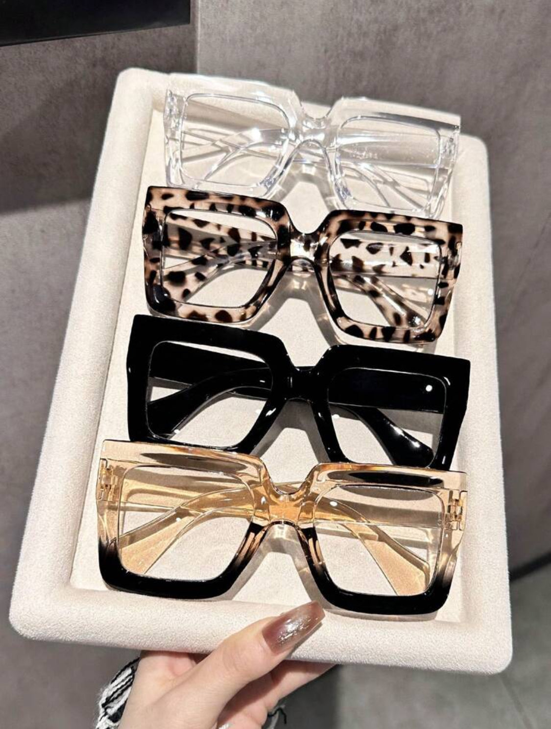 4Pcs Women Geometric Large Frame Casual Glasses