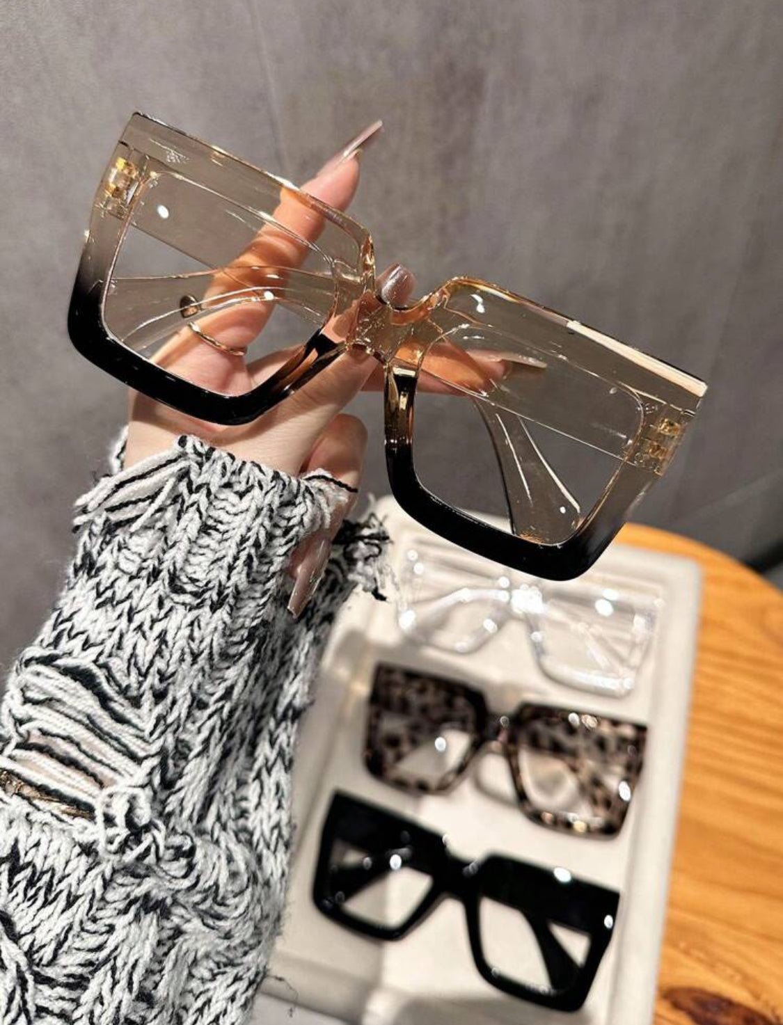 4Pcs Women Geometric Large Frame Casual Glasses