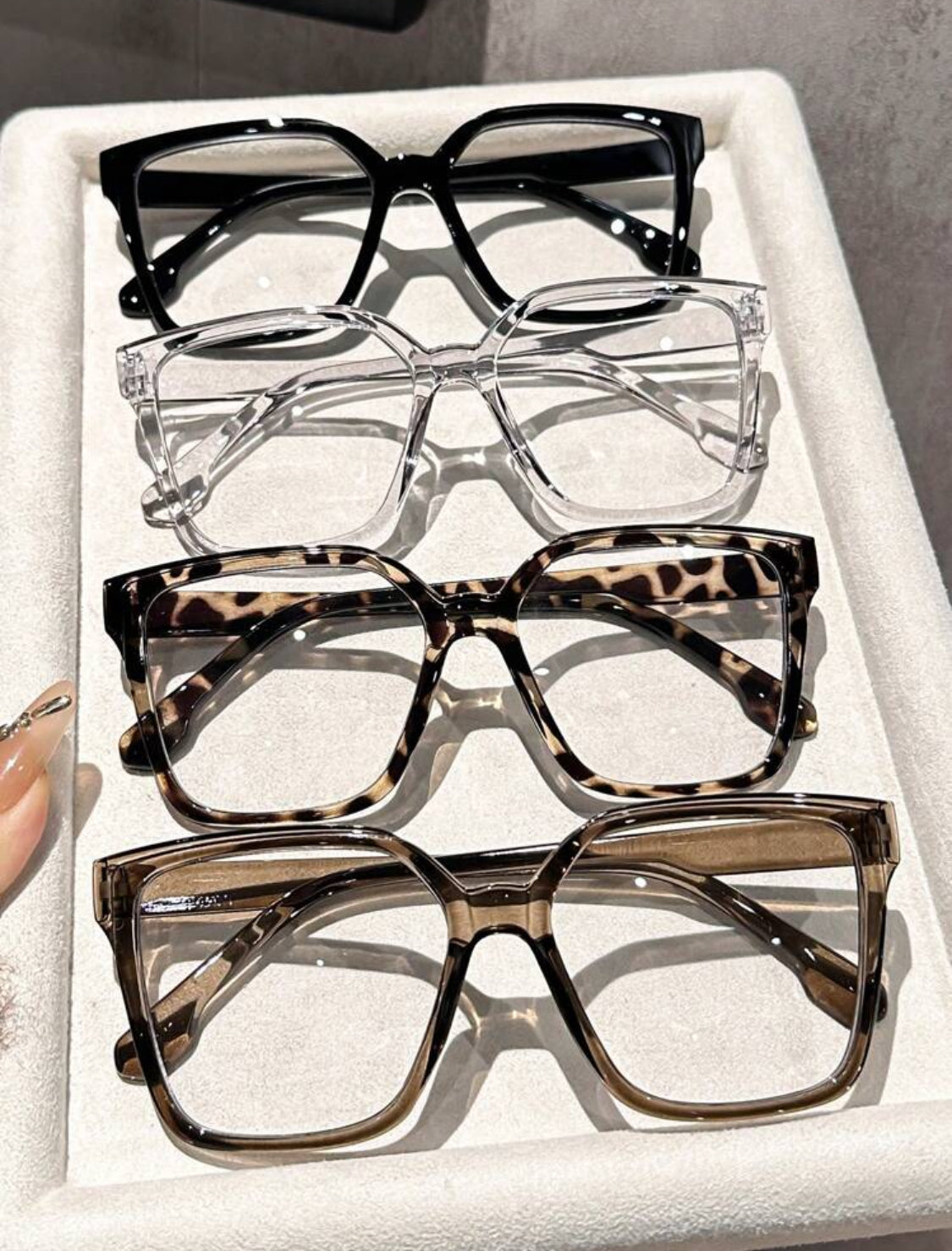 4Pcs Women Geometric Large Frame Casual Glasses