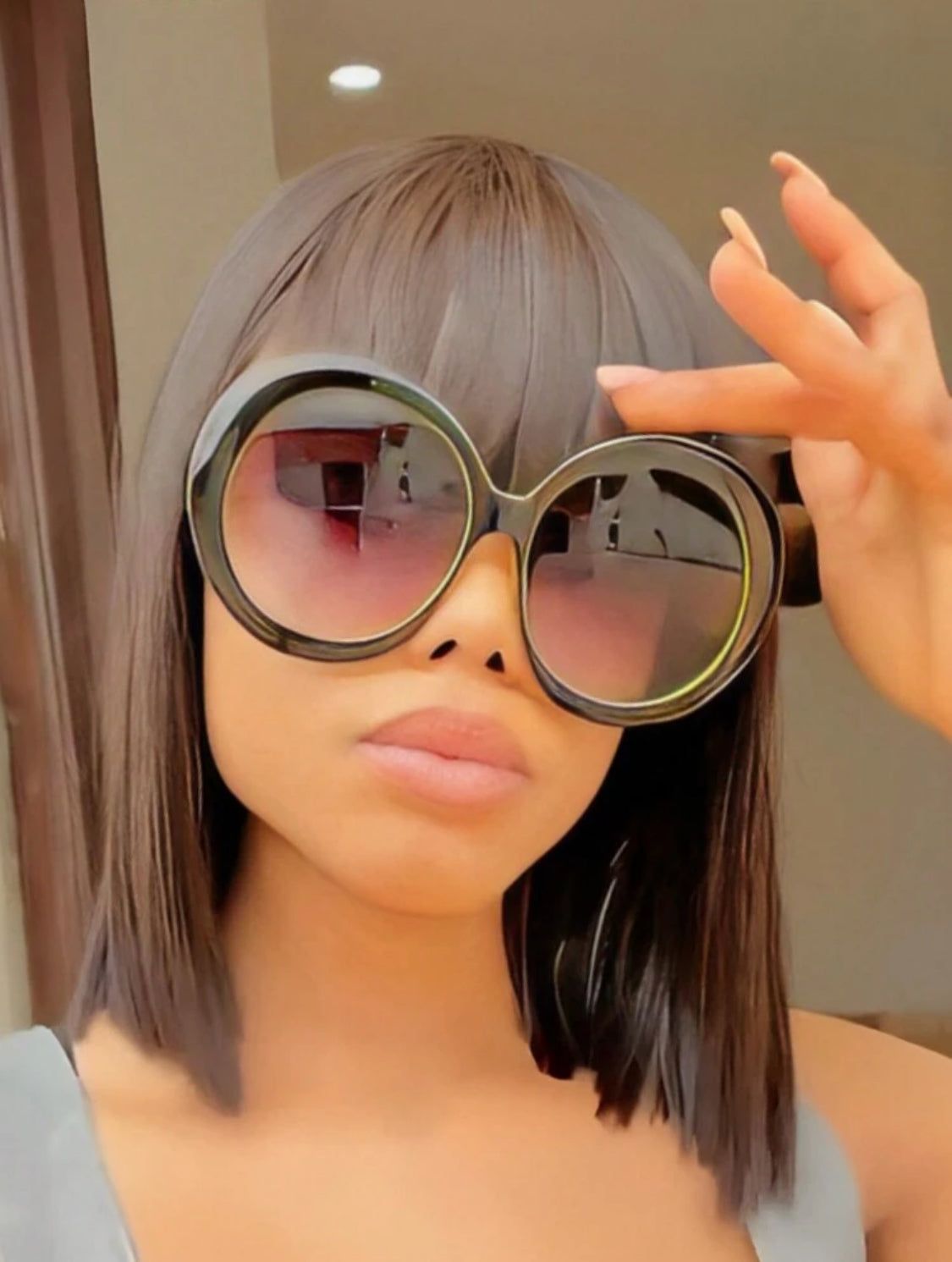 1Pc Vintage Oversized Round Fashion Glasses