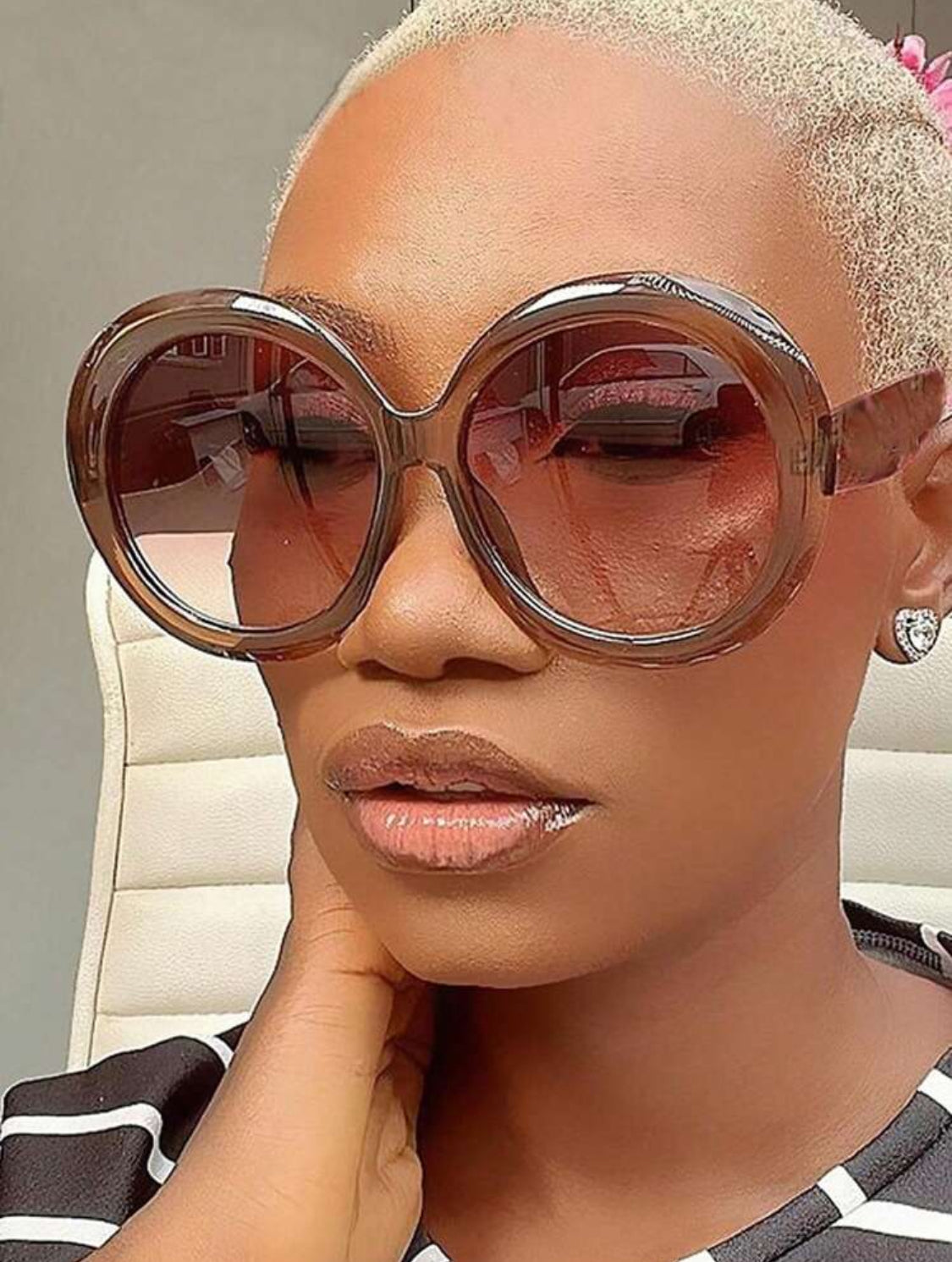 1Pc Vintage Oversized Round Fashion Glasses