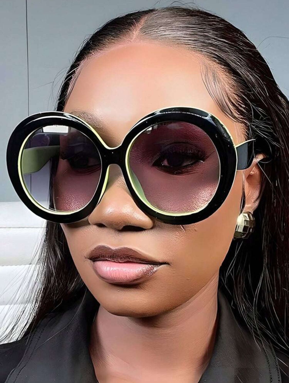 1Pc Vintage Oversized Round Fashion Glasses